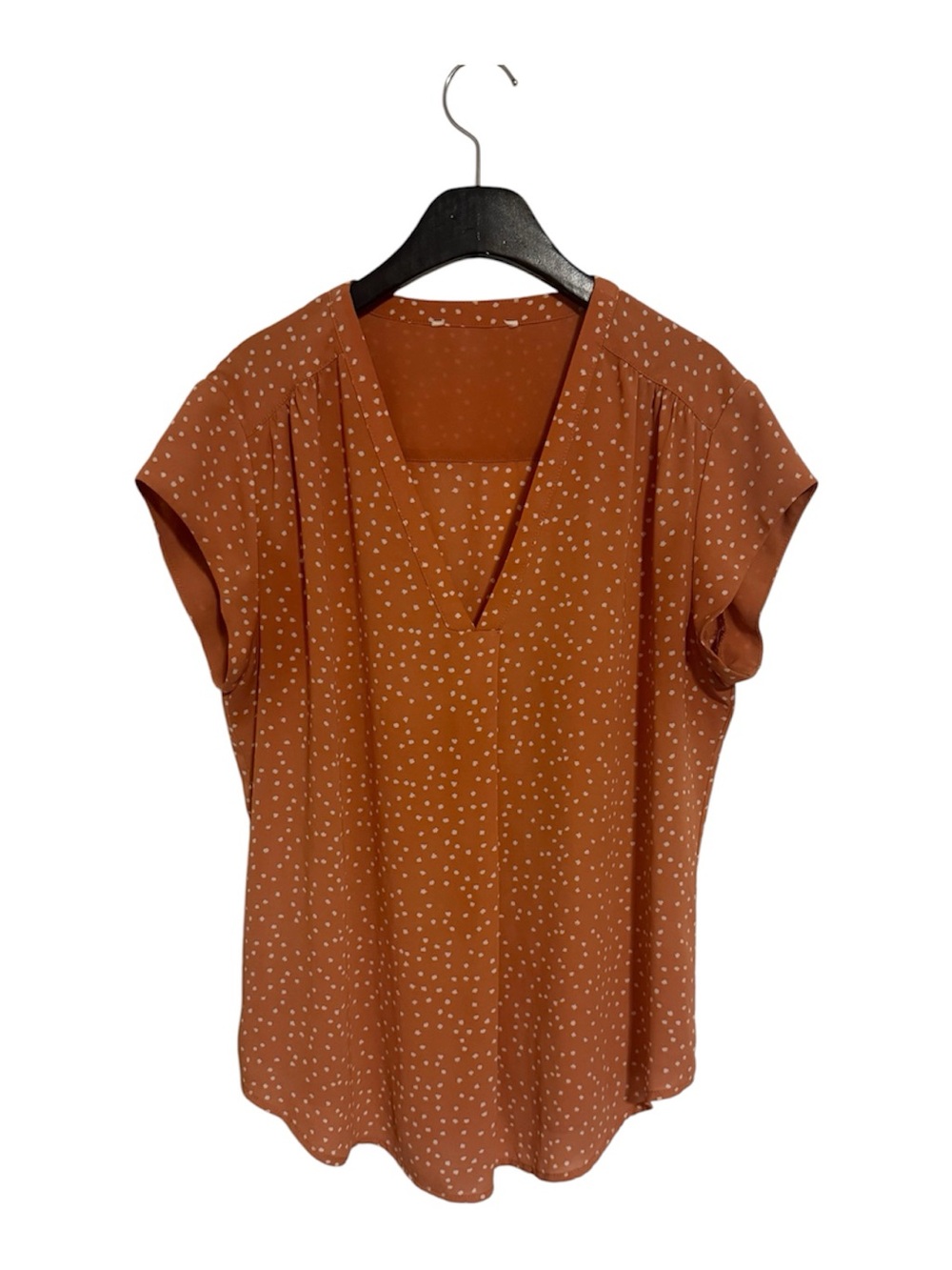 Polka Dot Notch Neck Women's Top in Rust